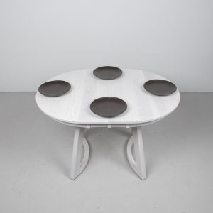 White Wood Dining Table, Expandable Oval Kitchen Table, Small Extending Table for 4 to 6 People, Modern Extendable White Kitchen Table