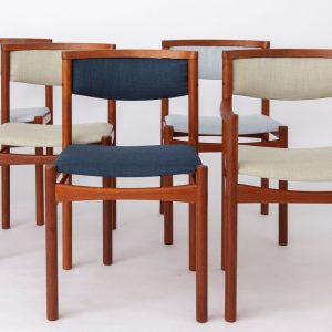 Set of 5 Teak Dining Chairs by SAX, Denmark – 1960s, Newly Upholstered, Excellent Condition