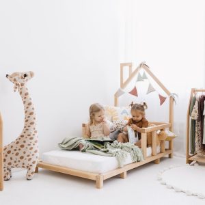 Montessori Floor Bed with Legs and  Slats for Toddler, Bed Playhouse, Kids furniture bedroom, Platform Bed Frame, Nursery Handmade Furniture