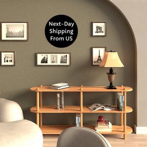 Living Room Short Bookcase With 3 Shelves, Solid Beech Wood Large Media Console, Custom Solid Wood TV Stand, Minimalist Entertainment Center