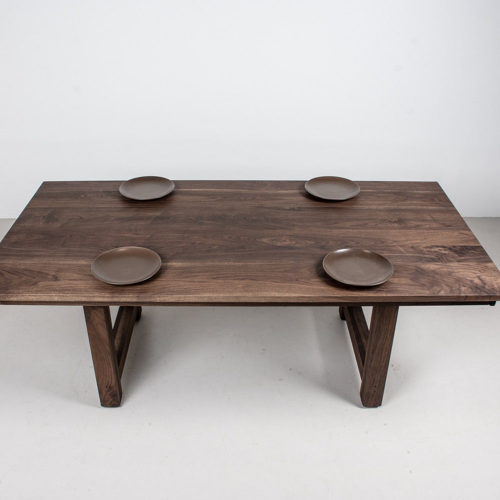 Large Farmhouse Table, Extendable Walnut Dining Table, Walnut Farm Table for Kitchen or Dining Room - Image 4