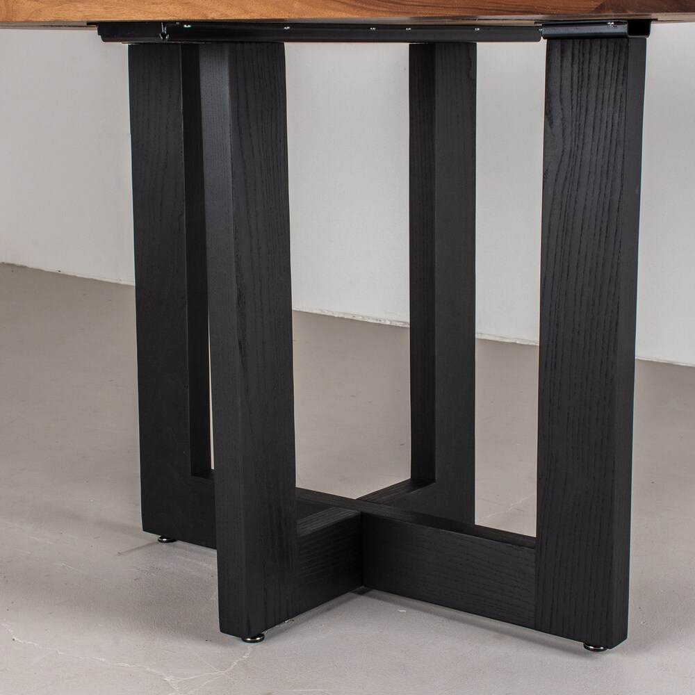 Custom Solid Wood Dining Tables, Custom Dining Table with Oval Walnut Top and Ash Base Finished in Black, Wood Kitchen Table Made to Order - Image 5