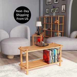 Solid Beech Wood Rectangle Coffee Table, Side Table for Living Room for Bedroom, Handmade Custom Wood Coffee Table