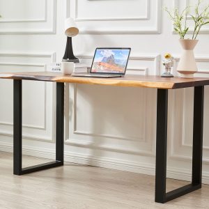 Desk - U Shaped Legs, Live Edge Desk, Wood Desk, South American Walnut, Modern Desk, Office Desk, Desk with Storage, Computer Desk