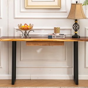 Console Table with Storage - U Shaped Legs, South American Walnut, Modern, Live Edge Table, Sofa Table, Wood Sofa Table, Entryway Table