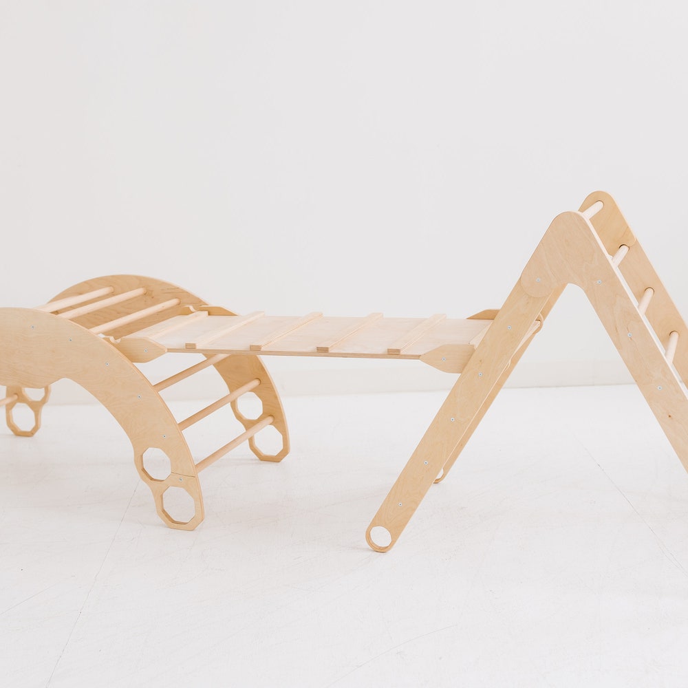 Set of 3 items Foldable triangle Wooden Gym Climbing Gift Natural toy Baby Birthday Gift Play Gym Toddler Climber Baby Gym - Image 7