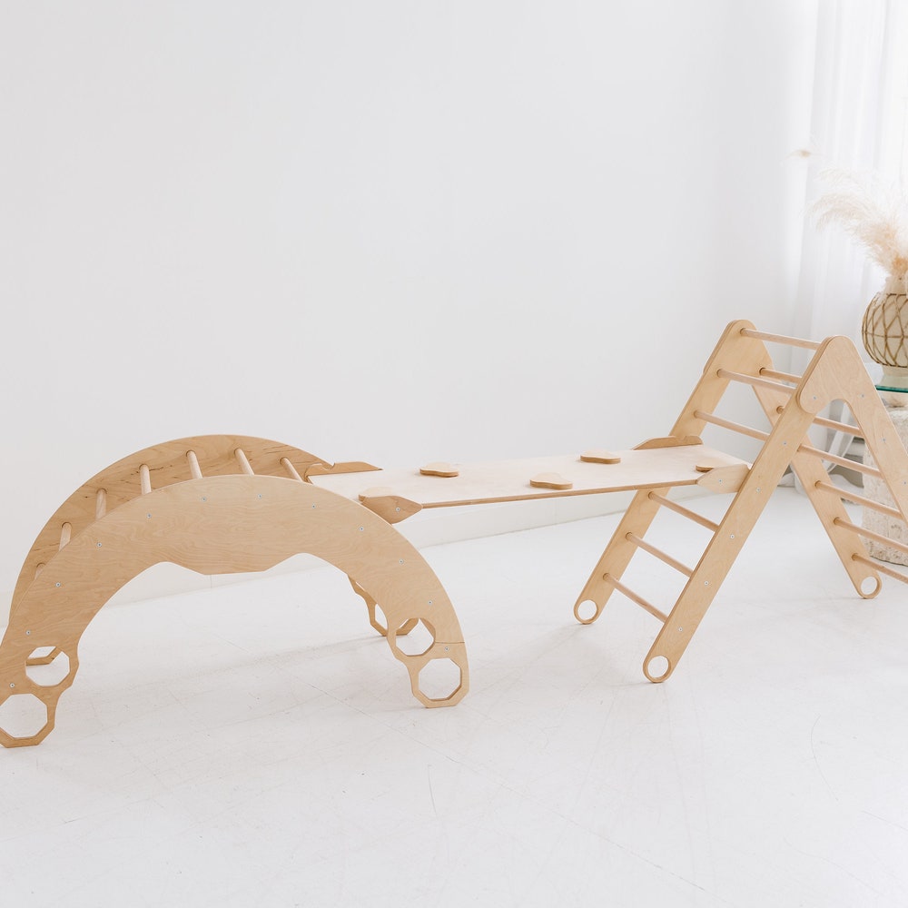 Set of 3 items Foldable triangle Wooden Gym Climbing Gift Natural toy Baby Birthday Gift Play Gym Toddler Climber Baby Gym - Image 10