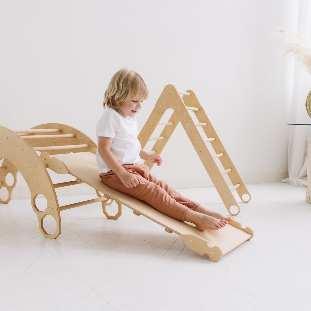 Set of 3 items Foldable triangle Wooden Gym Climbing Gift Natural toy Baby Birthday Gift Play Gym Toddler Climber Baby Gym - Image 6