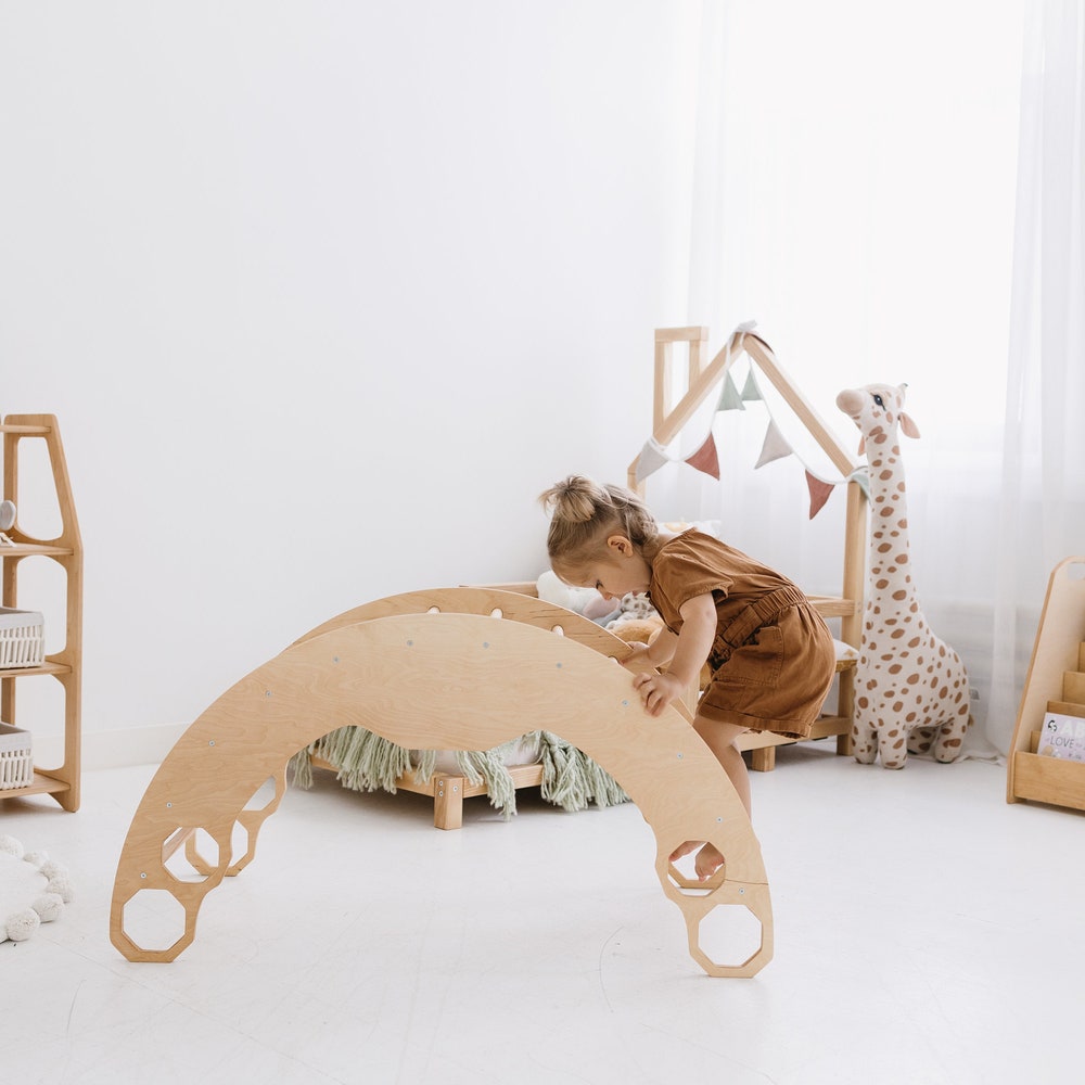 Set of 3 items Foldable triangle Wooden Gym Climbing Gift Natural toy Baby Birthday Gift Play Gym Toddler Climber Baby Gym - Image 3