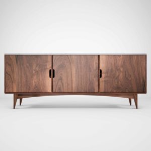 Mid Century Modern Credenza with doors and Marble Top with vintage style, Modern Solid Walnut Cabinet for Livingroom Dinning room and Buffet