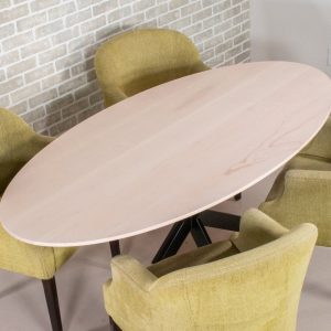 Oval Dining Room Table, Oval Pedestal Table, Wood Oval Dining Table on a Starburst Pedestal Base, Maple Kitchen Table with White Finish