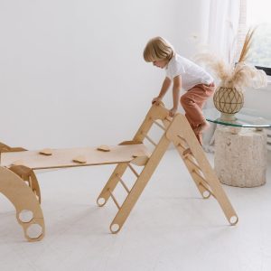 Set of 3 items Foldable triangle Wooden Gym Climbing Gift Natural toy Baby Birthday Gift Play Gym Toddler Climber Baby Gym