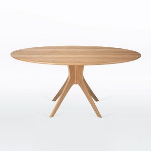 Oval Dining Table With Mid Century Modern Pedestal Base in Solid White Oak "Kapok Table"
