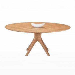 Round Midcentury Table in White Oak "Kapok Table"