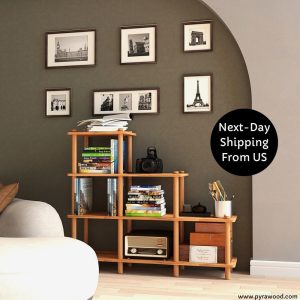 il_1000x1000.5431037934_d0u8.jpg Custom Wood Open Bookcase, Solid Beech Wood Object Display, Ladder Shape Modern Wooden Bookshelf, Custom Desing Shelving Units