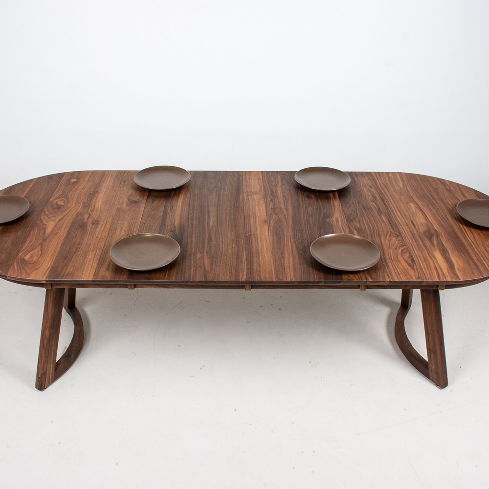 Walnut Extendable Dining Table, Modern Oval Dining Table with Leaves, Mid Century Extendable Oval Table, Extendable Walnut Oval Table - Image 4