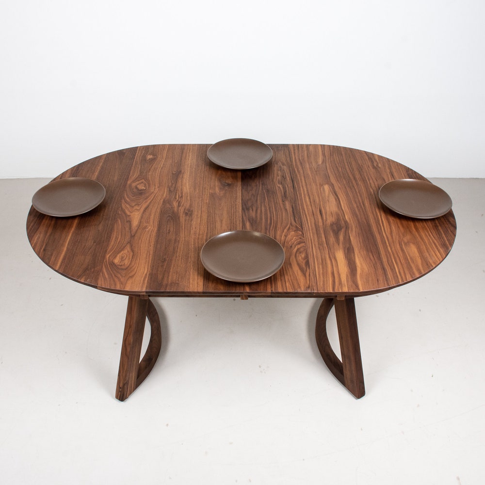 Walnut Extendable Dining Table, Modern Oval Dining Table with Leaves, Mid Century Extendable Oval Table, Extendable Walnut Oval Table - Image 3