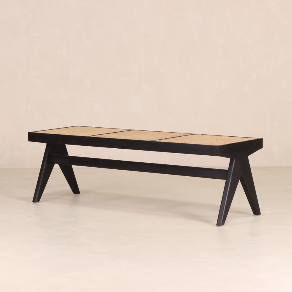 Cane Bench - Teak & Handwoven Rattan - Image 5