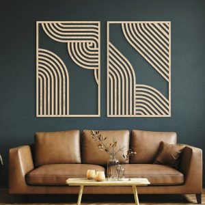 Geometric Wood Wall Art | Modern Wood Wall Art | Wall Hangings | Set of 2 wall art | Boho Wall Art | Living room decor |Extra Large Wall Art