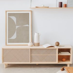 Natural solid wood TV cabinet, multimedia console - Mora