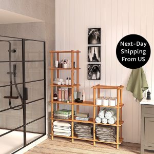 Wood Bathroom Towel Storage Shelves, Toilet Paper Storage, Wood Bathroom Organizer, Wooden Storage Cabinet