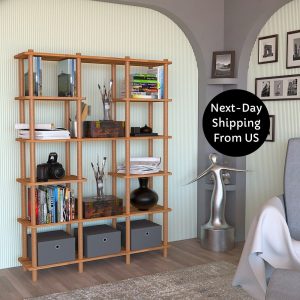 Solid Beech Wood  Bookshelf, Solid Wood Bookcase With 6 Shelves, Custom Bookcase, Farm House Wooden Bookcase, Living Room Bookshelf