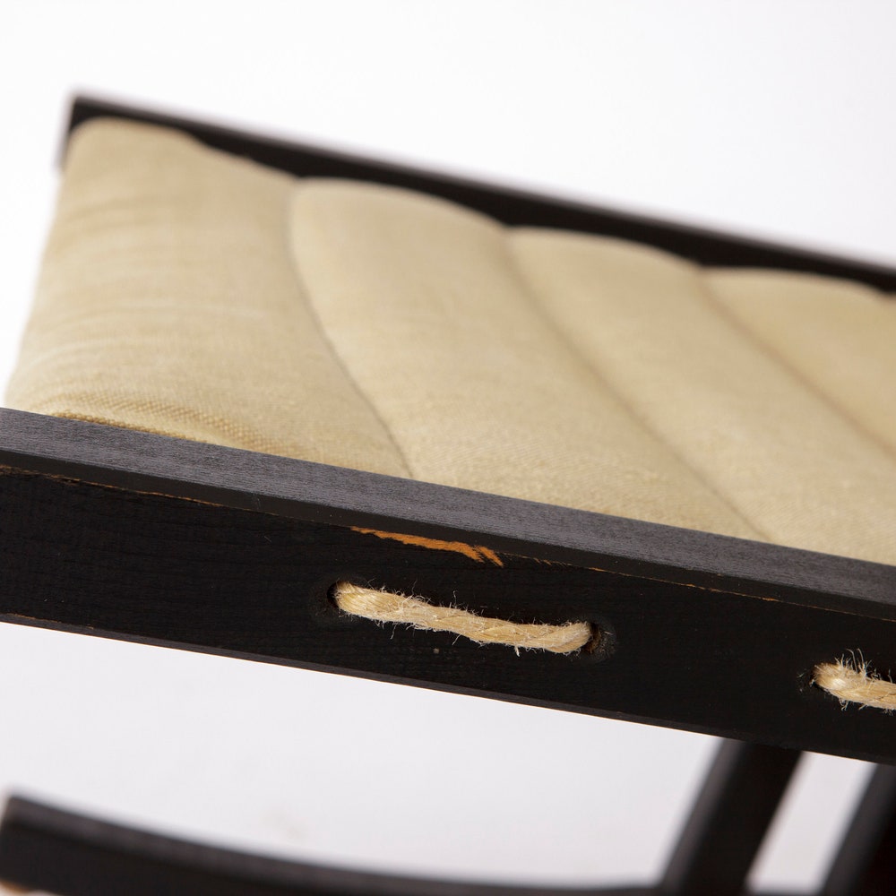 1960s Minimalistic Rocking Chair by Casala – Black Beech & Beige Cotton Cover - Image 3