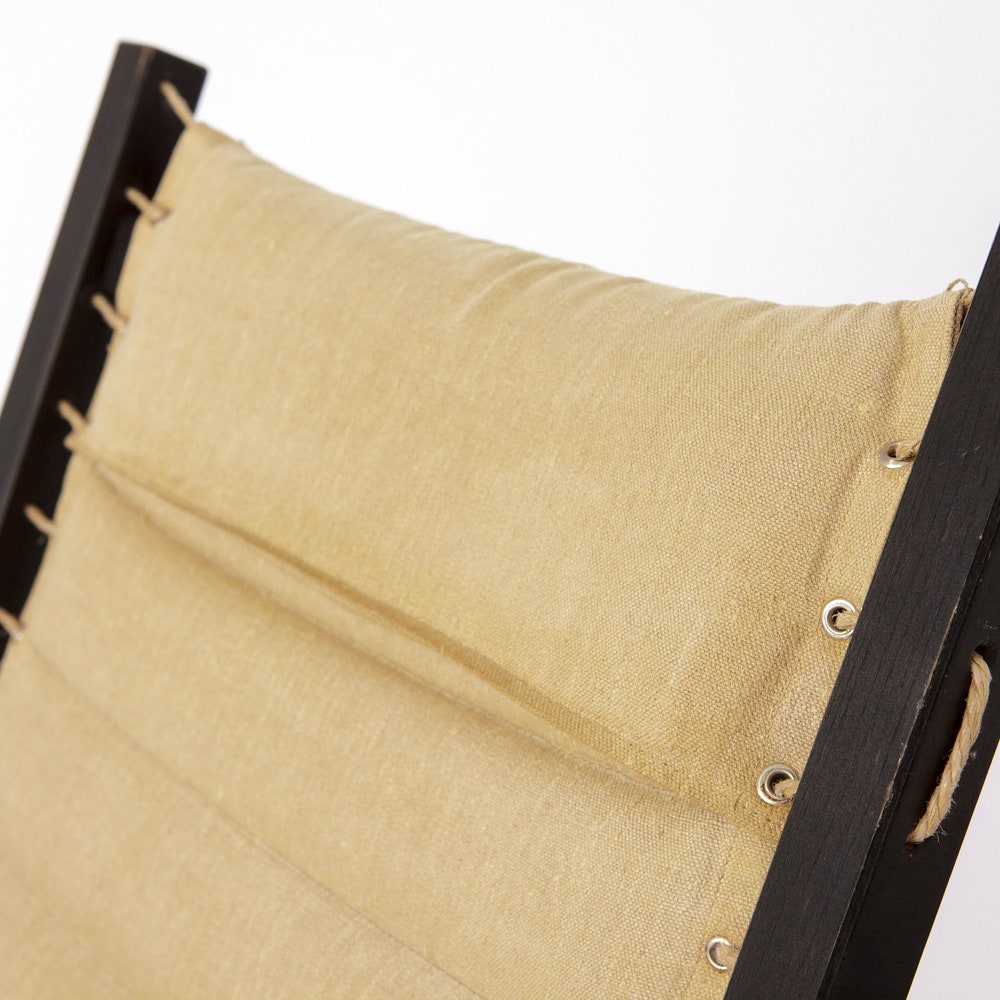 1960s Minimalistic Rocking Chair by Casala – Black Beech & Beige Cotton Cover - Image 5