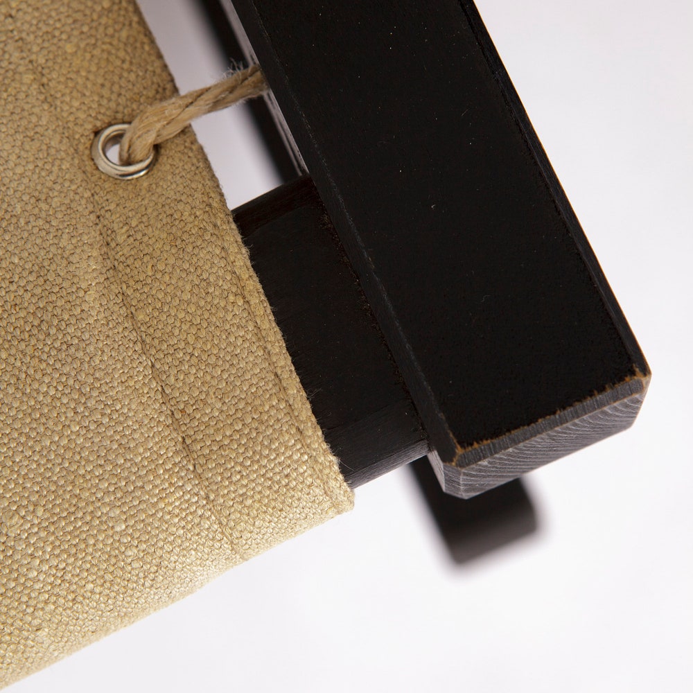 1960s Minimalistic Rocking Chair by Casala – Black Beech & Beige Cotton Cover - Image 7