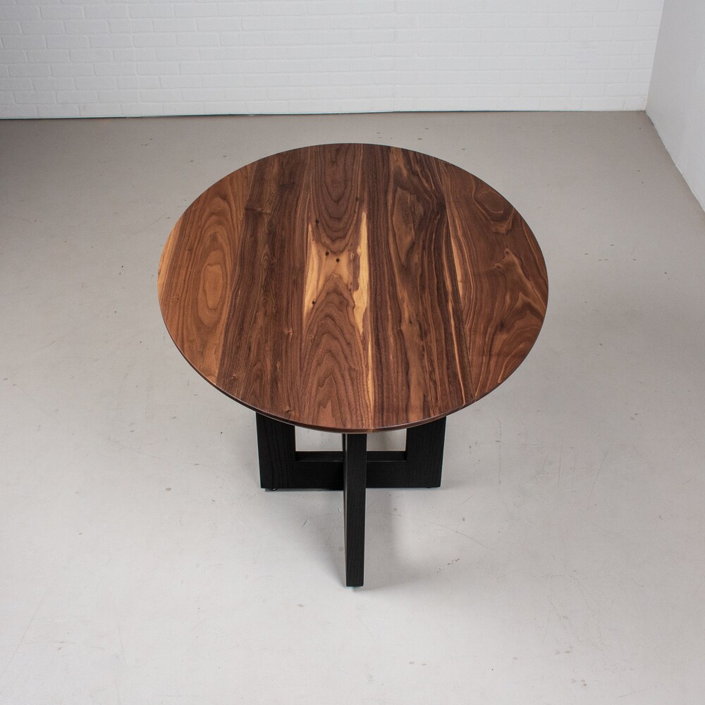 Custom Solid Wood Dining Tables, Custom Dining Table with Oval Walnut Top and Ash Base Finished in Black, Wood Kitchen Table Made to Order - Image 2