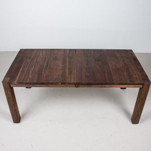 Walnut Dining Room Table Extendable, Blackened Walnut Parsons Table with Leaves, Expandable Modern Kitchen Table, Dining Table with Leaf