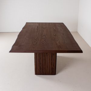 Custom Dining Table, Raw Edge Table on Fluted Pedestal Base, Live Edge Table in Ash, Live Edge Pedestal Dining Table, Solid Wood Table