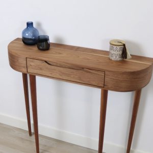 Console Table with drawer and 4 Legs in solid American Oak or Walnut