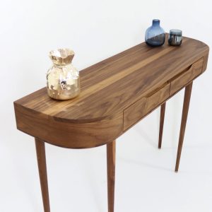 Narrow console table in solid American Oak or Walnut.
