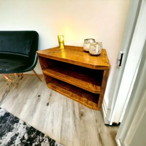 Corner unit tv stand open shelves wooden storage organiser stand Rustic media centre solid reclaimed wood vintage cabinet shelving unit