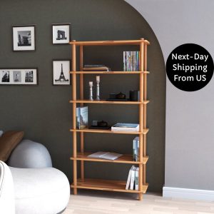 Office Storage Solution, Solid Beech Wood Office Cabinet, Solid Beech Wooden Office Bookcase, Custom Solid Wood Bookshelf with 6 Shelves