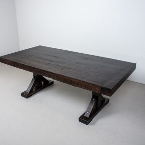 Modern Farmhouse Dining Table on Trestle Base, Expandable Rustic Kitchen Table, Extendable Kitchen Dining Table, Wood Trestle Dining Table