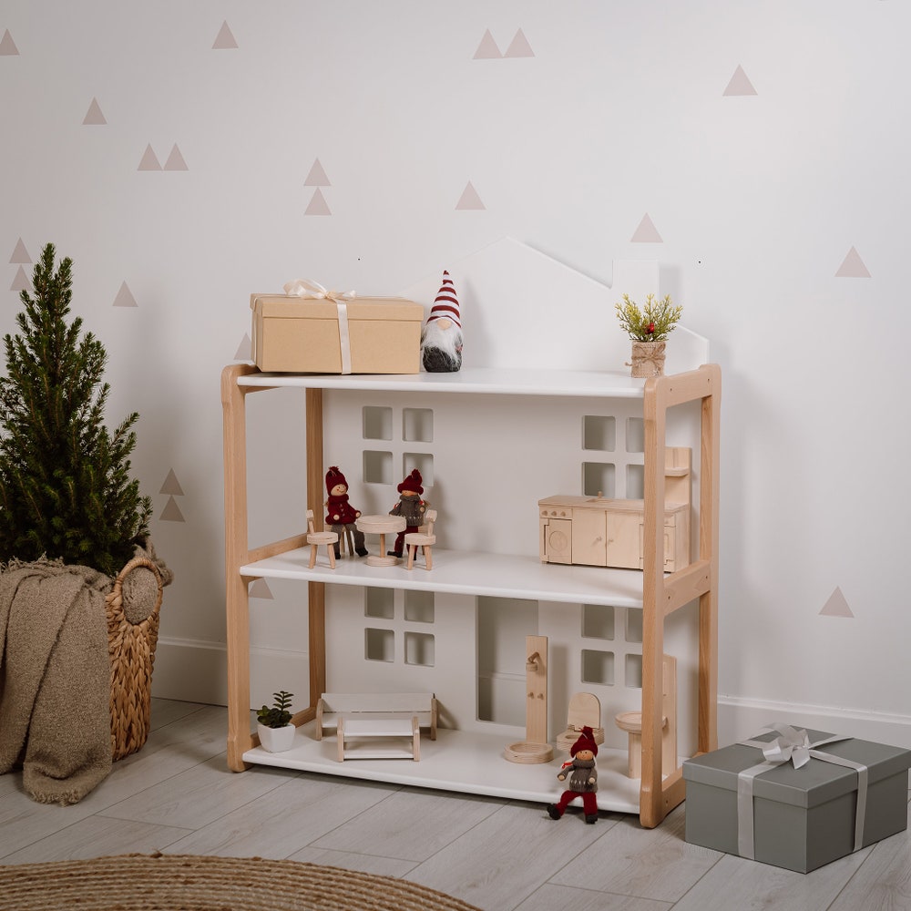 KIKI DOLLHOUSE shelf, MONTESSORI Bookshelf, Wooden Furniture for Nursery, Playroom Décor, Gift for kids