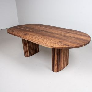 Wood Oval Dining Table, Walnut Table on Oval Pillar Legs, Walnut Dining Room Table, Oval Dining Table Walnut, Modern Walnut Oval Table