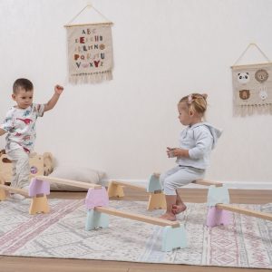 Montessori Toddler Wooden Balance Beam 6 pcs Set, Unique Gift Educational Toys Stepping Stones, Waldorf Nursery Mobile Balance Boards