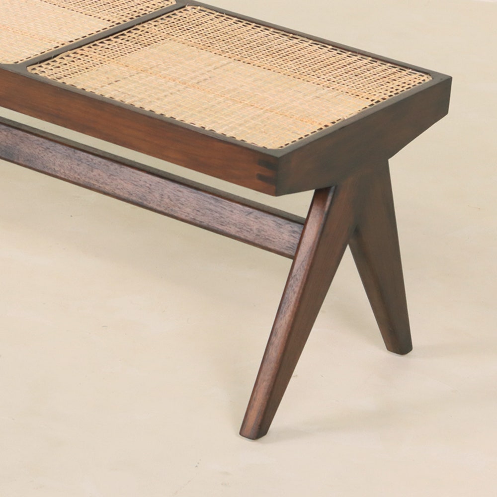 Cane Bench - Teak & Handwoven Rattan - Image 4