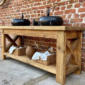 Rustic Bathroom Vanity Double Sink, Reclaimed Wood Bathroom Vanity for Vessel Sink, 72 inch Vanity Rustic Farmhouse Furniture