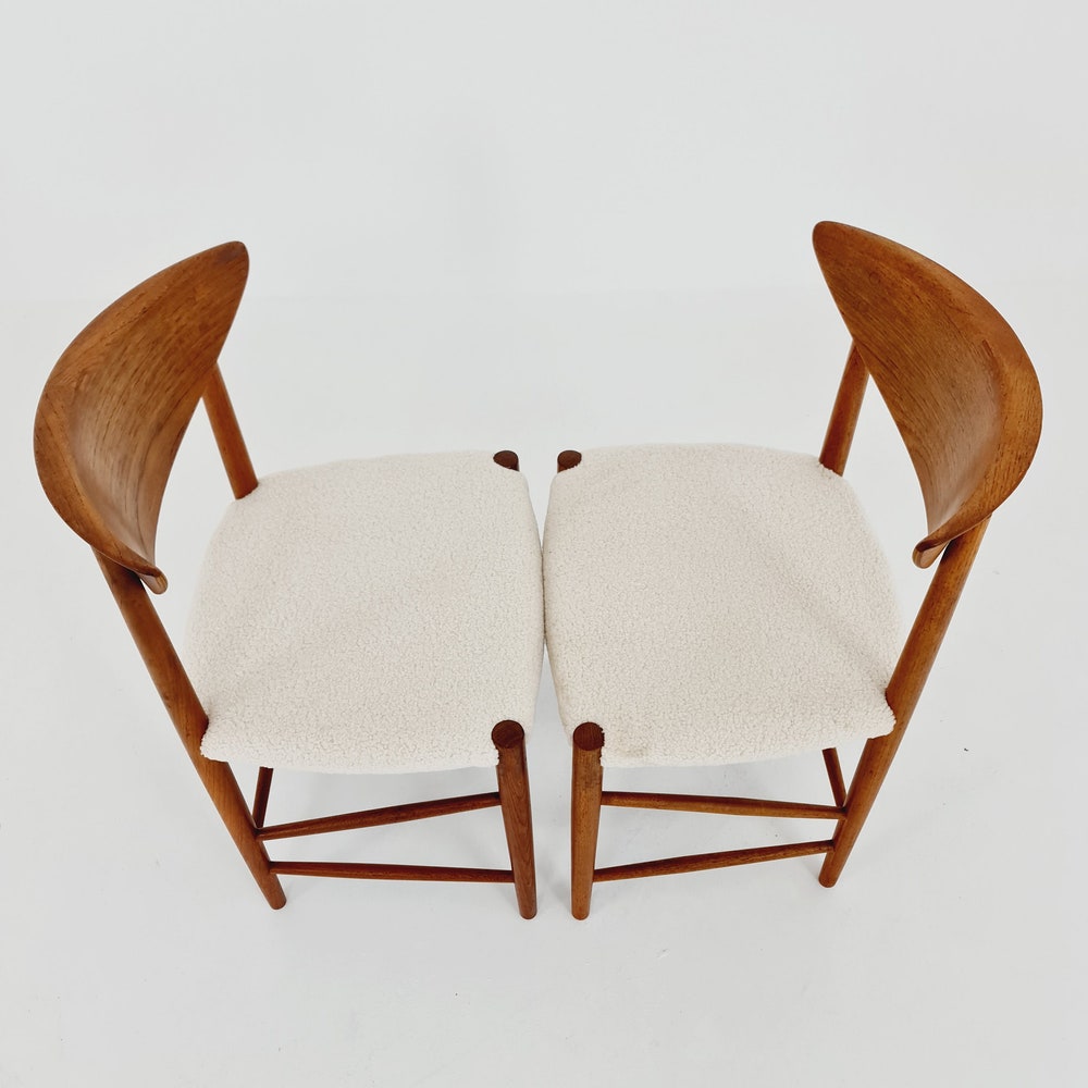 Vintage Mid Century teak +Teddy farbic dining chairs By Peter Hvidt & Orla Molgaard-Nielsen, 1960s, Set of 2 - Image 6