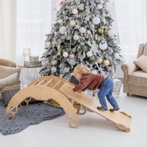 Baby First Christmas Gift - Climbing Arch with Cushion and Ramp - Montessori furniture, Rocker with pillow, Balance board, Toddler gym