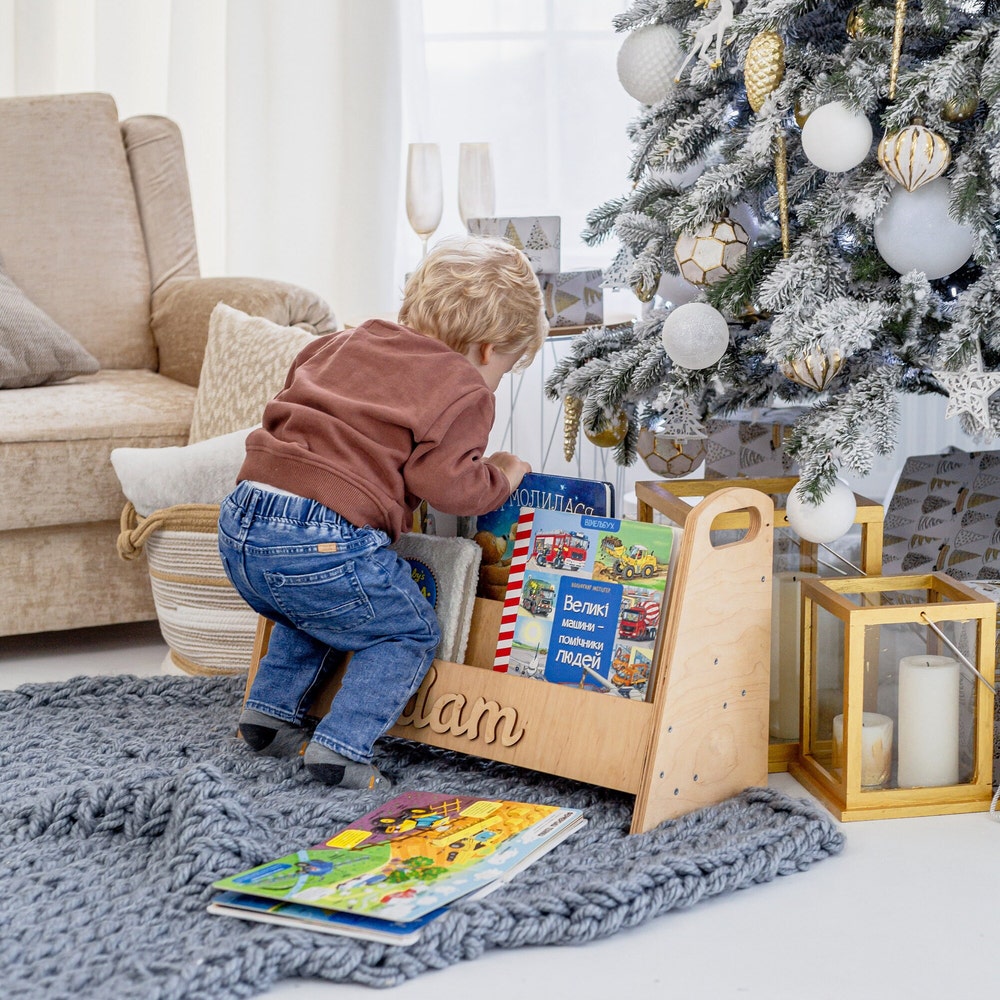 Montessori bookshelf, Toddler furniture, Wooden bookcase, Nursery decor, Toys storage, Baby Christmas gift, Kids book shelf, Bücherregal - Image 5