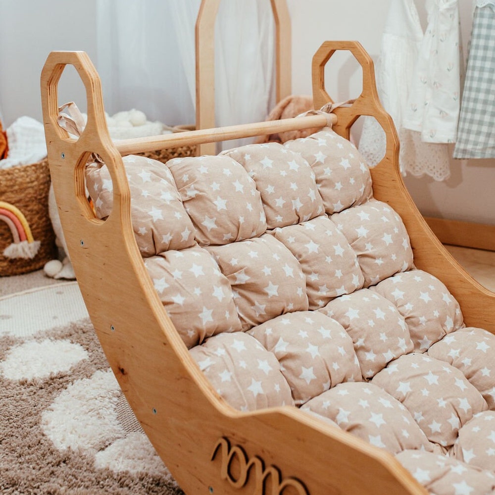 Climbing Arch with Pillow and Ramp, Montessori Furniture, Arch Rocker Pillow, Toddler Christmas gift, Nursery Playmat, Wooden Baby Gym - Image 8