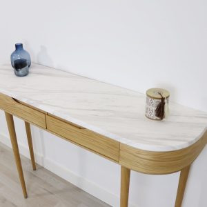 il_1000x1000.5518116729_hta6.jpg Console Table, entryway furniture with 2 drawers and 4 Legs in solid American Oak or Walnut with Marble top