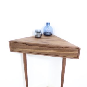 Corner console table in solid Oak or Walnut