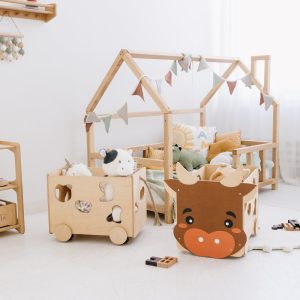 Toys Storage Box - Set of Two Boxes Cows Style, montessori furniture, Baby First Christmas Gift, Nursery farmhouse decor, Toddler playroom