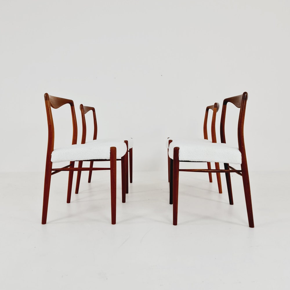 Mid Century Danish Teak and Fabric Chair by Kai Lyngfeldt Larsen, 1960s Set of 4 - Image 3